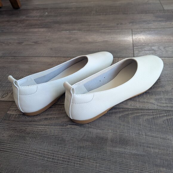Everlane Womens 6 The Day Glove Classic Minimalist Leather Flats in Canvas White - Picture 7 of 8